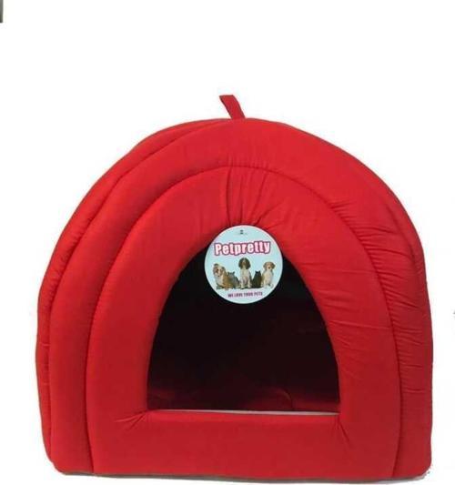 Pet Pretty Piramit Kumaş Yuvalı Kedi Yatağı Kırmızı 43x43x40 Cm