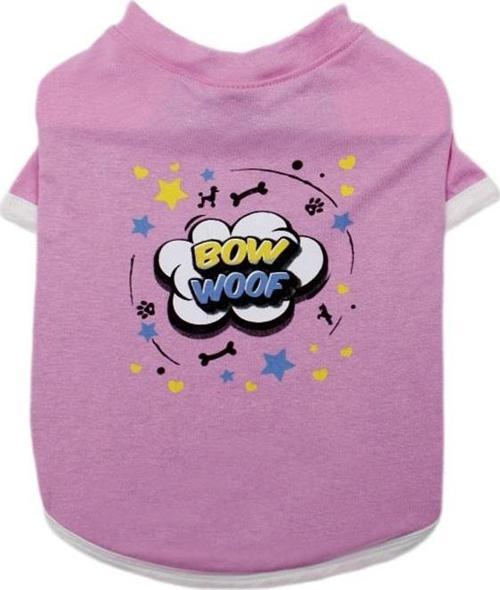 Bow Woof Pembe Kedi Köpek T-Shirt Medium