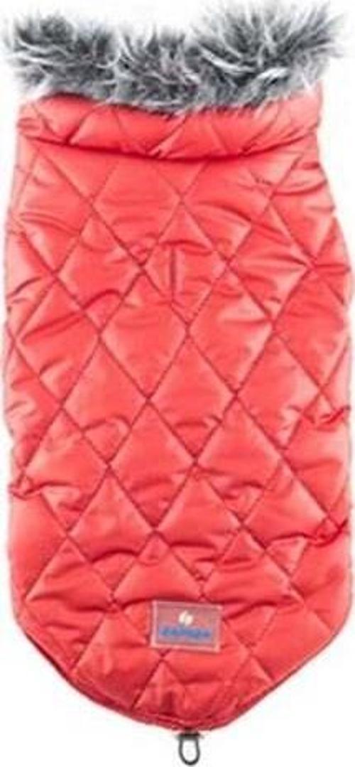 Shiny Kürklü Yakalı Mont Kırmızı Large