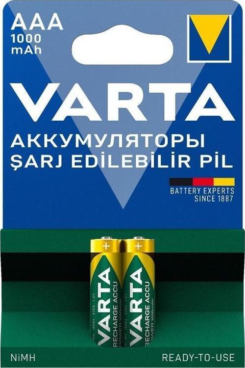 VARTA NI-MH 1.2 VOLT - 1000 MAH HR03 AAA ŞARJLI 2Lİ İNCE KALEM PİL