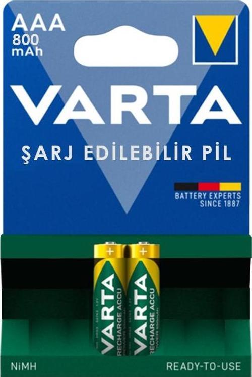 VARTA NI-MH 1.2 VOLT - 800 MAH HR03 AAA ŞARJLI 2Lİ İNCE KALEM PİL