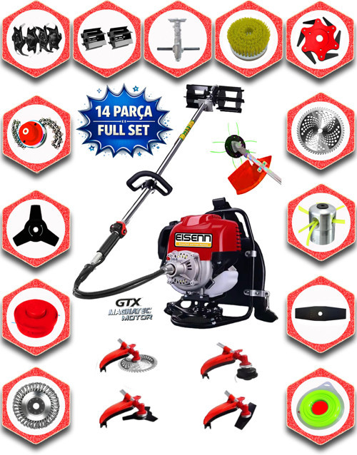 EISENN German 14 Parça Full Set Er-800 F1 Motor Sırt Tipi Tırpan Akrobat Çapa Aparatı Toprak Eşeleme Aparat