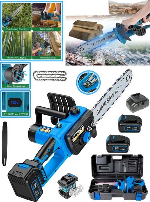 Bluer 32 CM E-3445 BL MOTOR Yağ Pompalı Çift Akü 10 PİLLİ Dal Budama Testere Makinesı