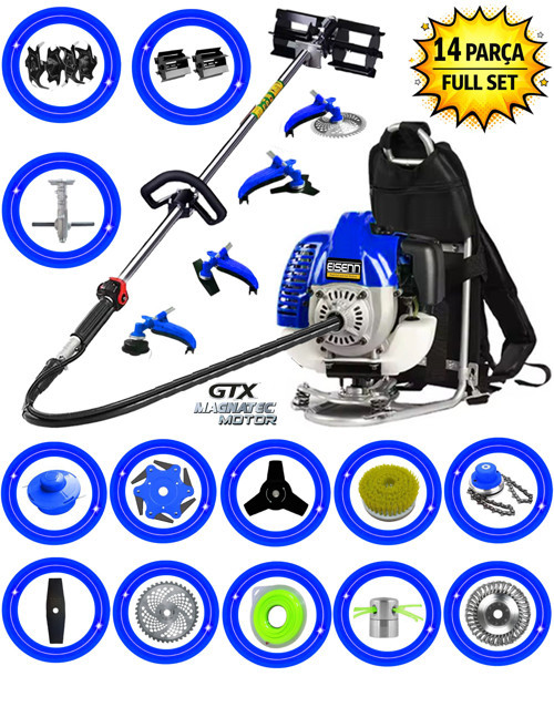 EISENN German Em-9800 Sırt Tipi Tırpan 14 Parça Full Set Toprak Eşeleme Aparatı Akrobat Çapa Aparatı