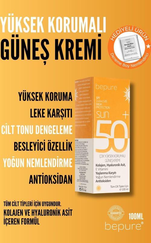 Ton Eşitleyici Güneş Kremi 50 Spf Leke Karşıtı, Kolajen, Hyaluronic Asit Destekli Güneş Kremi 100Ml