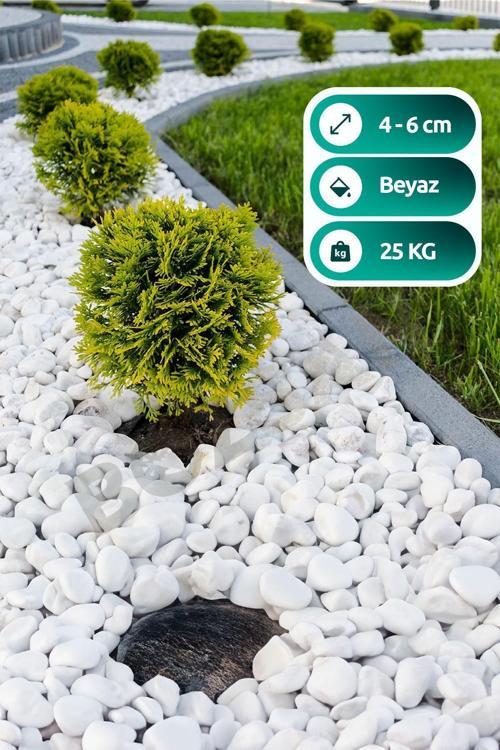 Beyaz Dolomit Taş 25 Kg 4-6Cm Dolomit Taşı Bahçe Süs Akvaryum Taşı Dere Çakıl Taşı