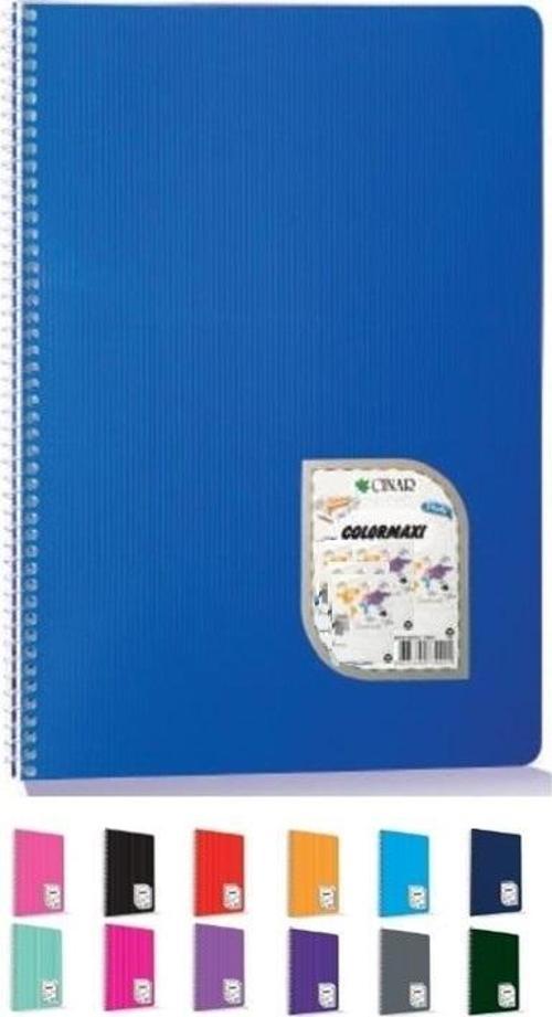 Çınar A4 Colormaxi Spiralli Defter Plastik Kapak 72 Yaprak Çizgisiz 72/0 73000 (12 Li Paket)