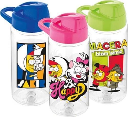 Kral Şakir Desenli Pipetli Tritan Suluk Matara 500Cc K222027 (Karışık Renk 1 Adet)