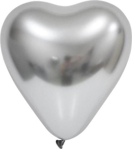 Balon 12" Krom Kalp Silver (50 Li Paket)