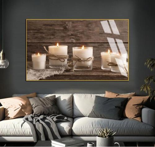 Dekorasyon Mumlar Modeli 1 Çerçeveli Temperli Cam Tablo Tekli Yatay