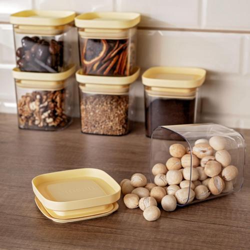 Arya 6'Lı Saklama Kabı Kare Küçük Sarı