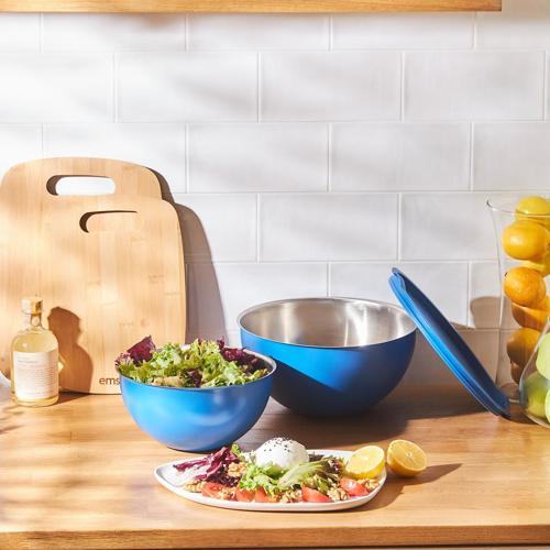 2'Li Paslanmaz Çelik Karıştırma Ve Saklama Kabı Seti Mavi 20-24 Cm
