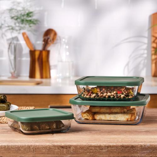 Daisy 3'Lü Kare Borosilikat Saklama Kabı