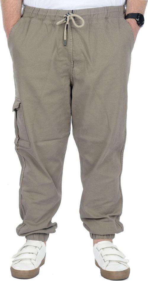 Büyük Beden Erkek Gabardin Kargo Jogger Pantolon Doğa 21927 Bej
