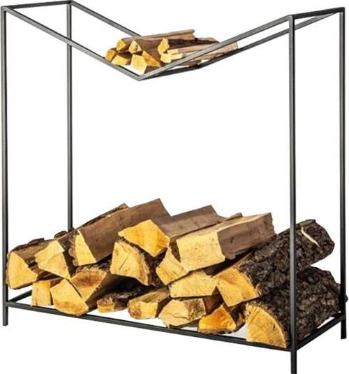 Odun Rafı Metal Tasarım Şömine Yanı İki Katlı Odunluk