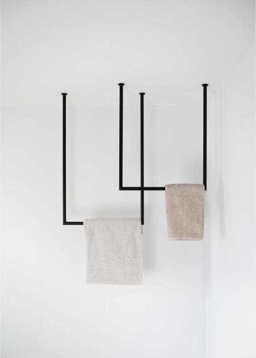 Siyah Havluluk Banyo Havluluk Metal Tavan Tipi Havluluk