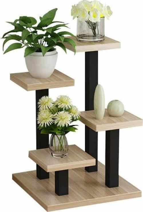 Ahşap Çiçek Standı Metal Çiçeklik Raflı Çiçek Standı