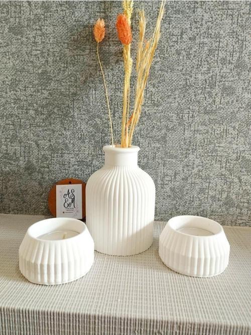 Dekoratif Iskandinav Vazo Tealight Mumluk Set