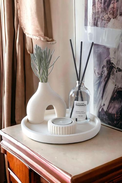 Dekoratif Minyatür Nordik Vazo 100 Ml Oda Kokusu Mumluklu Set (Tealight Mum Dahil Değildir )