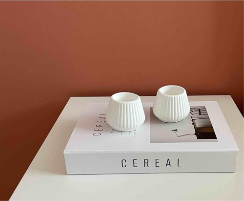 Kaktüslük Striped 2 'Li Beton Beyaz Tealight Mumluk