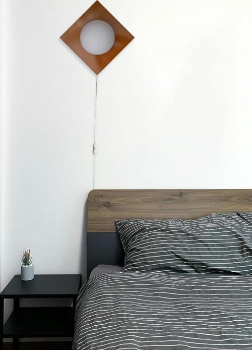 Kare Aplik Fişli Kahverengi