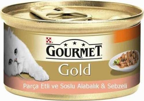 Gold Parça Etli Soslu Alabalık ve Sebzeli Konserve Yetişkin Kedi Maması 85 G
