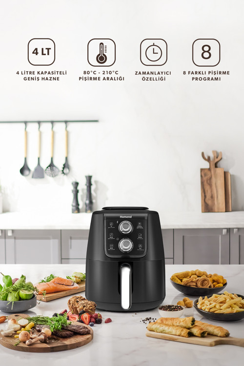 Airfryday 2509h Siyah Silver Çelik Hazneli 4 Lt