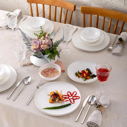 Fine Bone Freya 18 Parça 6 Kişilik Yuvarlak Yemek Takımı Platin
