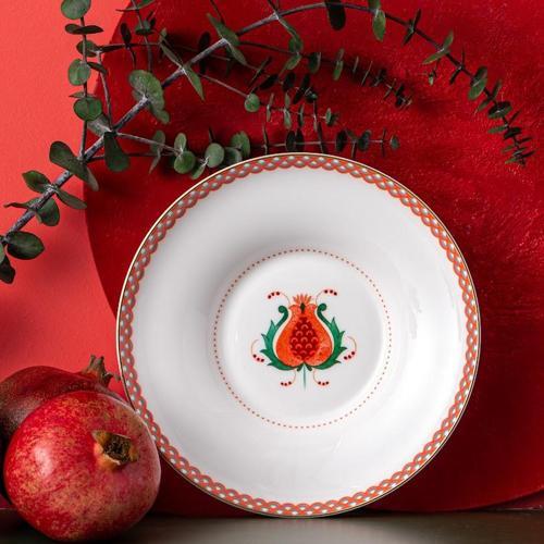 Nar Fine Bone Çukur Tabak Kırmızı 22 Cm