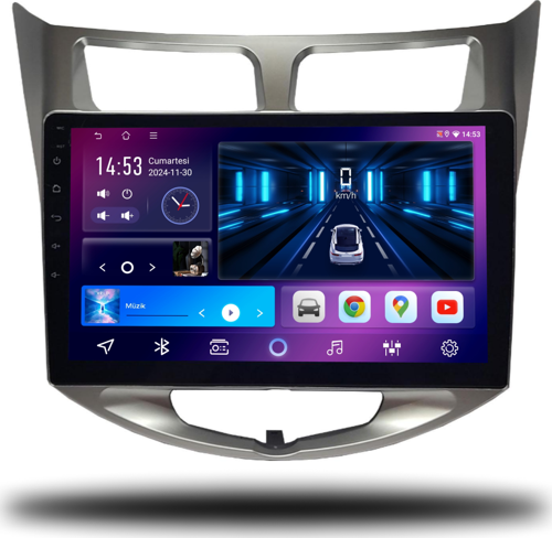 Hyundai Accent Blue 2011-2019 Uyumlu Android Multimedya 6GB RAM 128GB Hafıza