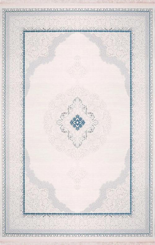 Halı Albina 5435 Mavi Çerçeveli Klasik Desenli Halı