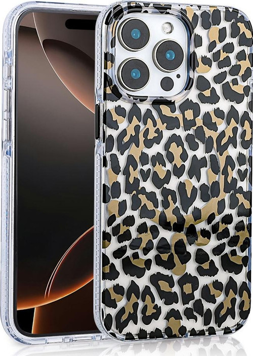 iPhone 14 Pro Max Kılıf Magsafe Şarj Özellikli Leopar Desenli Jago Kılıf