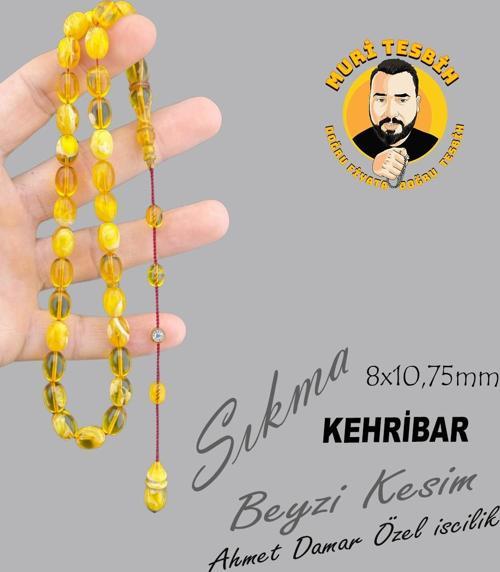 AHMET DAMAR ATEŞ KEHRİBAR BEYZİ KESİM 8X10,75mm