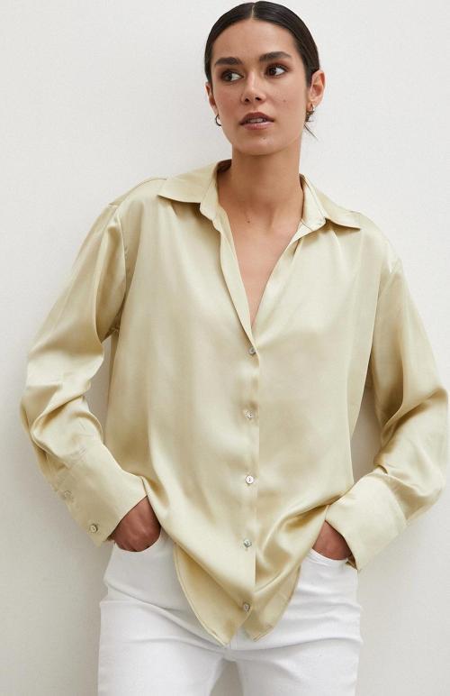 Basic Saten Gömlek Bej