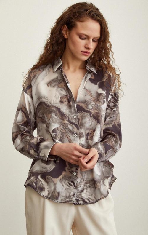 Batik Desen Gömlek Gri