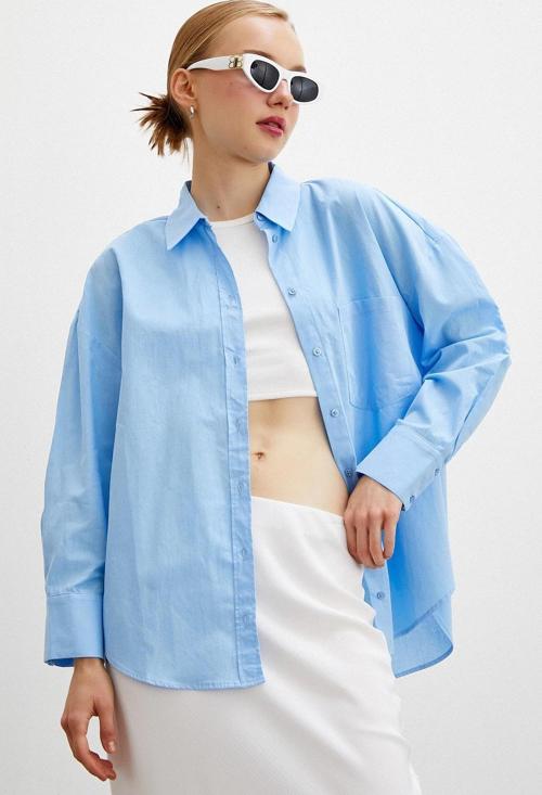 Regular Fit Poplin Gömlek Açık Mavi