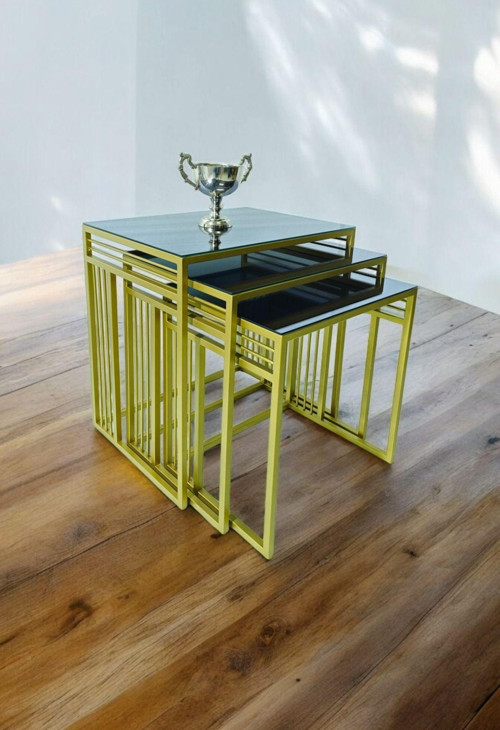 Milano Gold Metal Ayaklı Füme Aynalı Zigonsehpa 40x55 cm