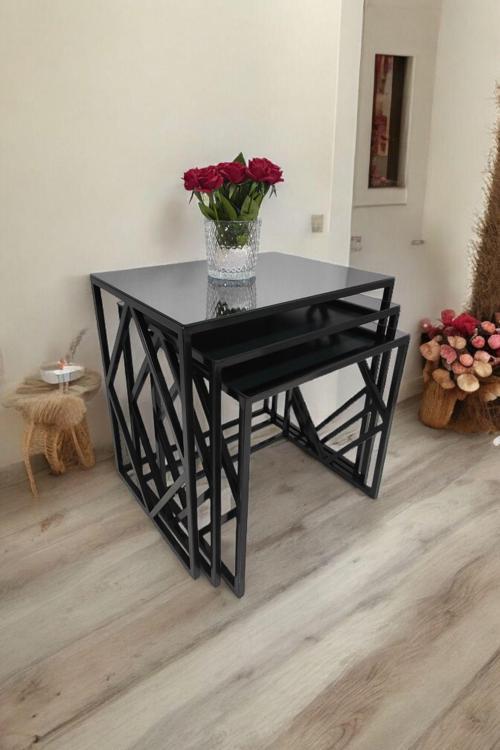 Venice Siyah Metal Ayaklı Füme Aynalı Zigon Sefpa 40x55 cm