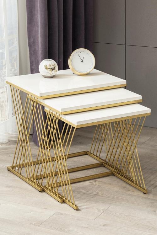 Vienna Gold Metal Ayaklı Mdf'Li Zigon Sehpa 45x55 cm