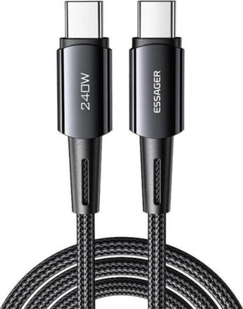 1 Metre 240W 5A PD3.1 Type-C to Type-C Mega Hızlı Data Şarj Kablosu, Ultra Sağlam Halat Kablo Kopmaz