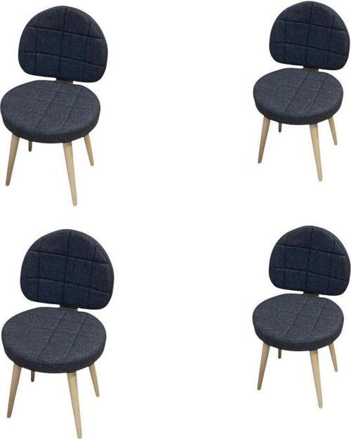 4 Adet Poverty Wood Sandalye Gri Mutfak Salon Yemek Odası Sandalyesi Ahsap Ayak