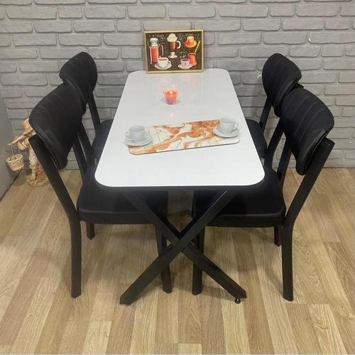 Masa Takımı Yemek Masası Mutfak Masası 60x120Beyaz Elma 4Lü Sandalye