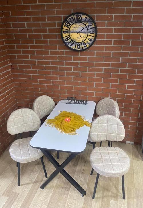 Masa Takımı Yemek Masası Mutfak Masası 70x110Beyaz Kahvedesen 4 Sandalye