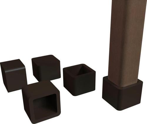 25x25 Mm Kare Pvc Sandalye Profil Ayak Pabucu Sessiz Yumuşak - Kahve (4 Adet) 