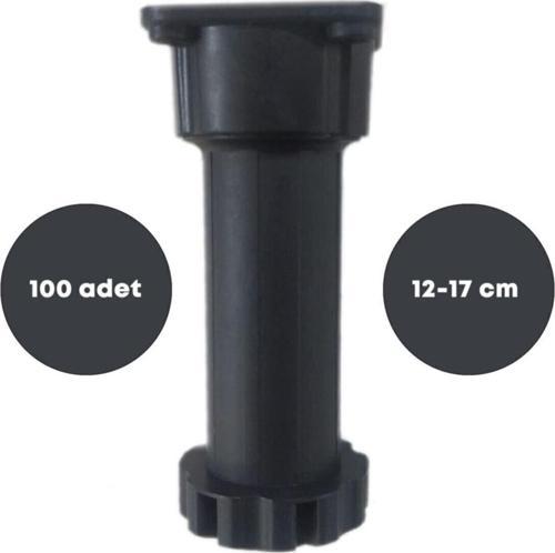 Ayarlanabilir Plastik Mutfak Dolap Tezgah Baza Ayağı 12-17 Cm Siyah (100 Adet) 