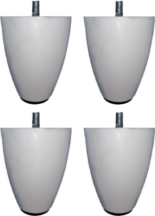 10 Cm Beyaz Renk Armut Plastik Baza Koltuk Kanepe Ayağı (ince M8 Diş) (4 Adet)