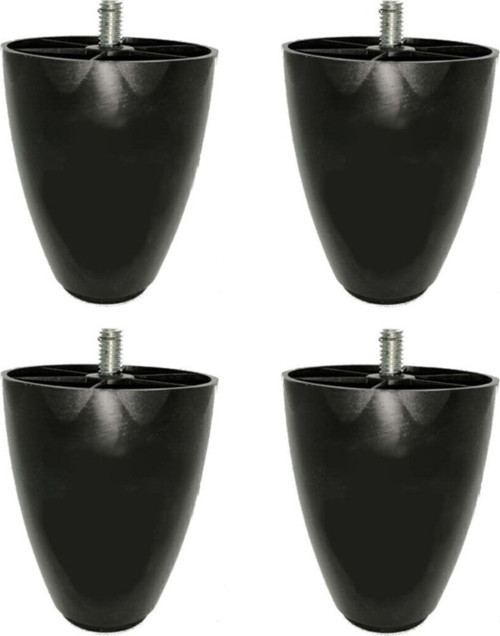 10 Cm Siyah Renk Armut Plastik Baza Koltuk Kanepe Ayağı (ince M8 Diş) (4 Adet)