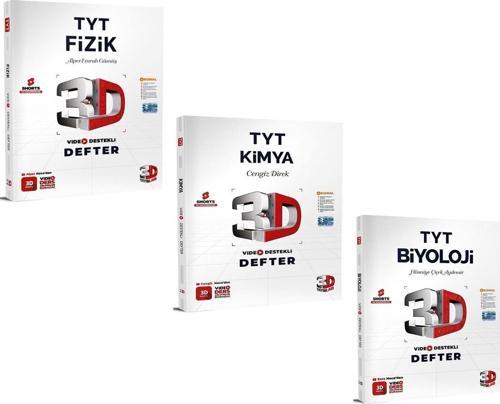 3D TYT Fizik Kimya ve Biyoloji Video Destekli Defter Seti 3 Kitap
