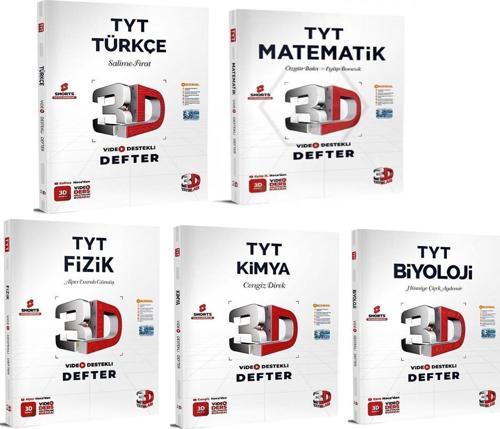 3D TYT Türkçe Matematik Fizik Kimya ve Biyoloji Video Ders Defteri Seti 5 Kitap