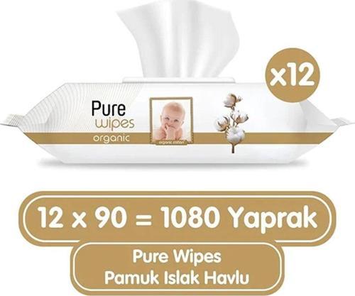 Organik Pamuklu 90 Yaprak 12 Li Paket Islak Havlu